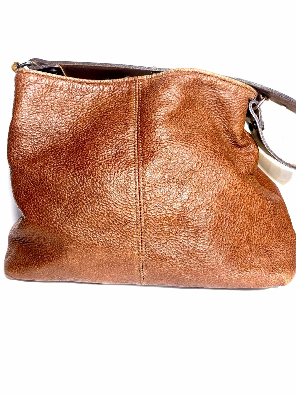 Katie K Pebbled Leather Shoulder Bag in Cognac Brown